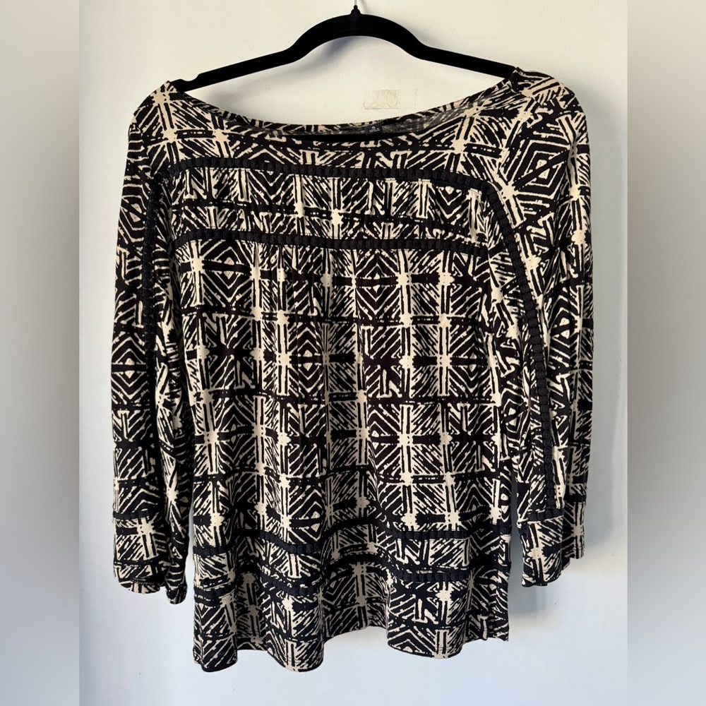 Lucky Brand Boho 3/4 length sleeve top Size Small